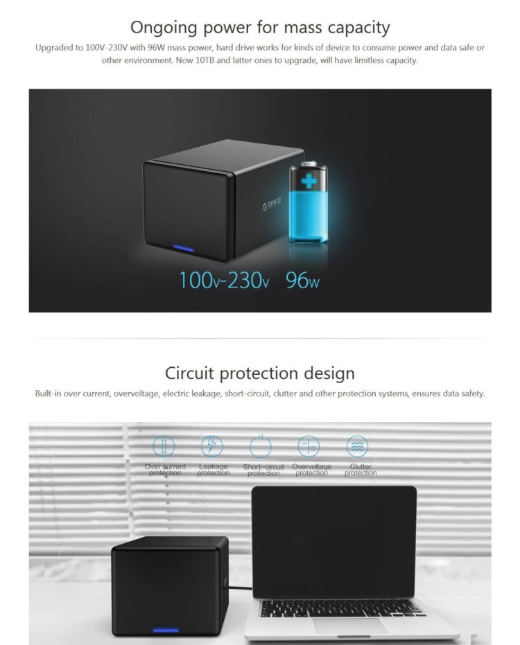 ORICO NS500-RU3 5-bay USB 3.0 Type-B to SATA External Hard Disk Box Storage Case Hard Drive Dock with Raid for 3.5 inch SATA HDD, Support UASP Protocol, USB 3.0 Type-B to SATA with Raid
