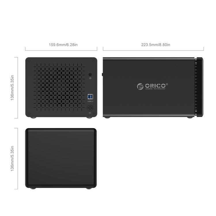 ORICO NS500-RU3 5-bay USB 3.0 Type-B to SATA External Hard Disk Box Storage Case Hard Drive Dock with Raid for 3.5 inch SATA HDD, Support UASP Protocol, USB 3.0 Type-B to SATA with Raid