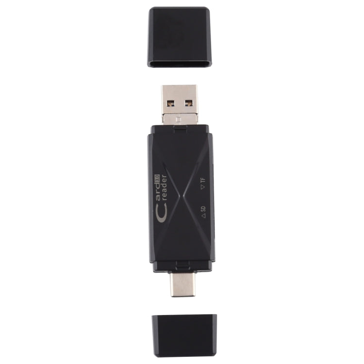 USB-C / Type-C + SD + TF + Micro USB to USB 3.0 Card Reader, USB3.0