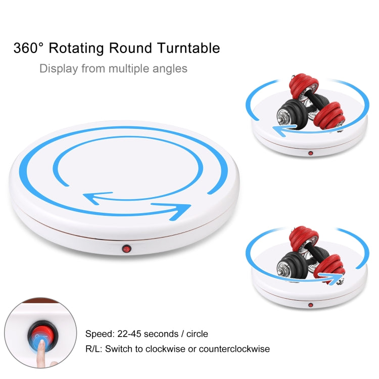 PULUZ 45cm Remote Control Adjusting Speed Rotating Turntable Display Stand, White, Load 100kg