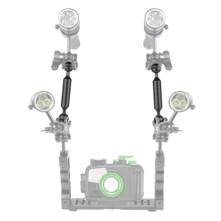 PULUZ 9 inch 23cm Length 20.8mm Diameter Dual Balls Carbon Fiber Floating Arm, Ball Diameter: 25mm, 9 inch Black
