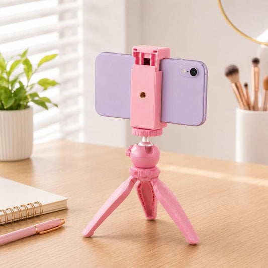 PULUZ Selfie Sticks Tripod Mount Phone Clamp with 1/4 inch Screw Holes & Cold Shoe Base