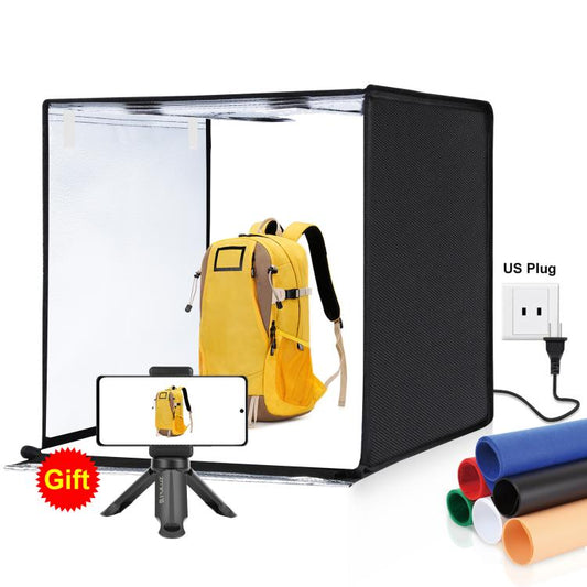 PULUZ Photo Studio Light Box Portable 60 x 60 x 60 cm Light Tent LED 5500K White Light Dimmable Mini 36W Photography Studio Tent Kit with 6 Removable Backdrops (Black Orange White Green Blue Red)