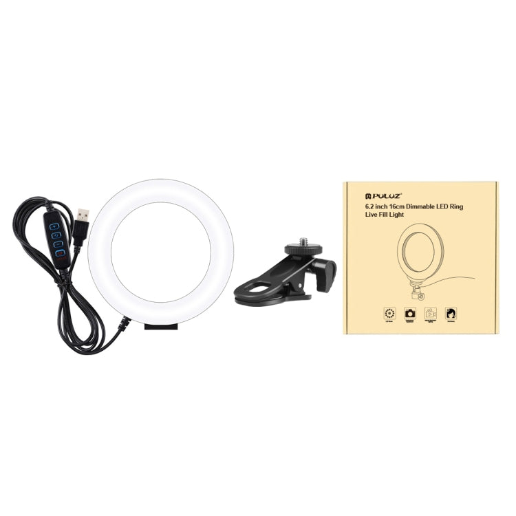 PULUZ 6.2 inch 16cm Ring Selfie Light 3 Modes USB Dimmable Dual Color Temperature LED Curved Vlogging Photography Video Lights with Monitor Clip Holder