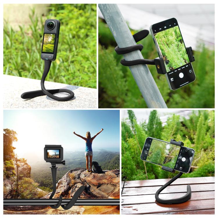PULUZ Silicone Flexible Clip Mount Holder with Phone Clamp for Phones / GoPro, Silicone Flexible Clip