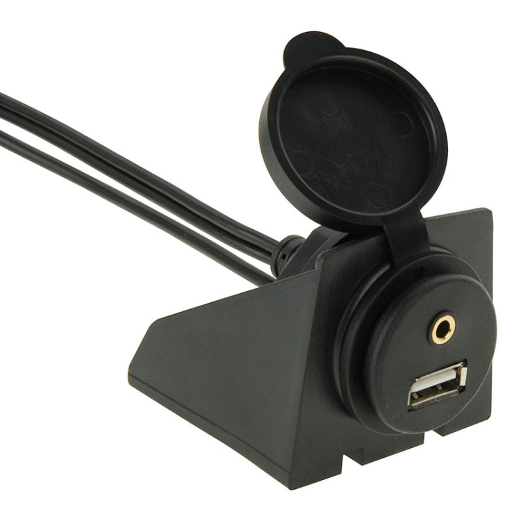 USB 2.0 & 2 RCA Male to USB 2.0 & 3.5mm Female Adapter Cable with Car Flush Mount, Length: 2m, USB 2.0 & 2 RCA Male to USB 2.0 & 3.5mm Female