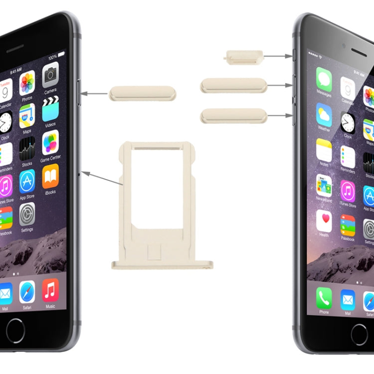 Card Tray & Volume Control Key & Screen Lock Key & Mute Switch Vibrator Key Kit for iPhone 6
