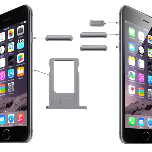Card Tray & Volume Control Key & Screen Lock Key & Mute Switch Vibrator Key Kit for iPhone 6