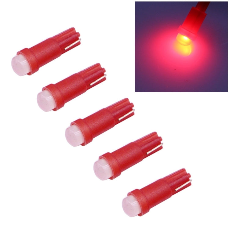 5 PCS T5 0.5W 20LM 1 LED COB LED Instrument Light Bulb Dashboard Light for Vehicles, DC 12V