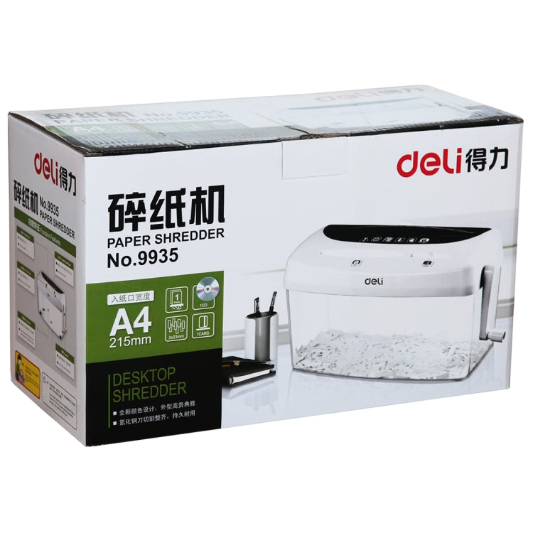 Deli Office Series Hand-cranked A4 / CD / Card Desktop Paper Shredder, Waste-bin Volume: 4L (No. 9935)