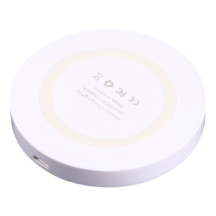 Universal QI Standard Round Wireless Charging Pad (White + Red)