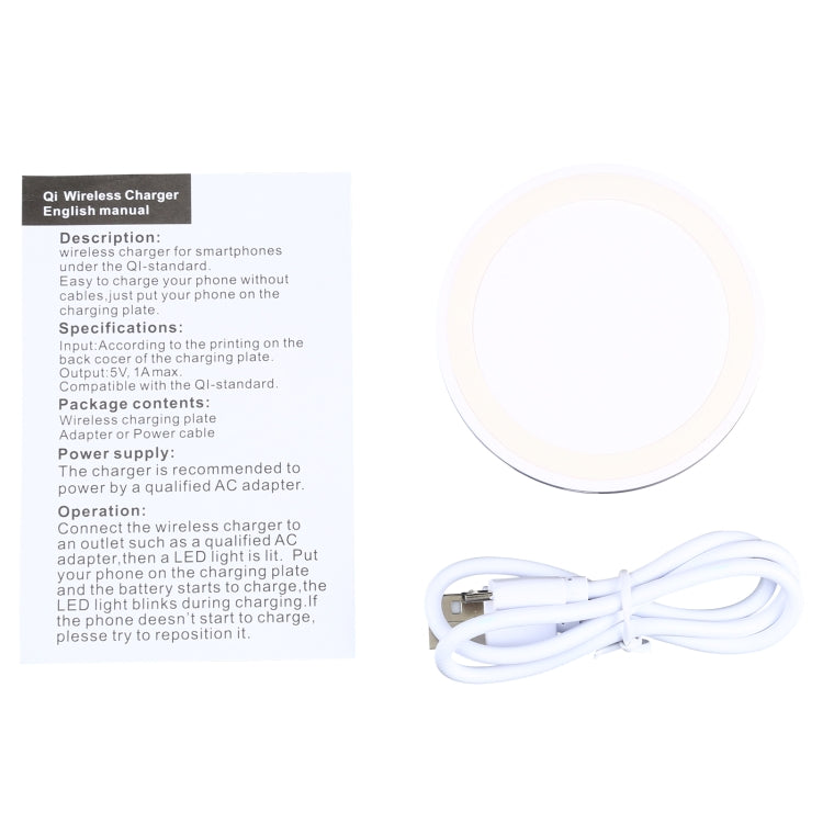 Universal QI Standard Round Wireless Charging Pad (White + Red)
