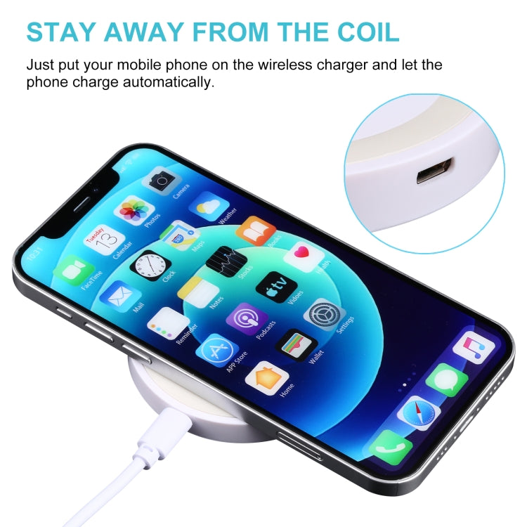 Universal QI Standard Round Wireless Charging Pad (White + Red)