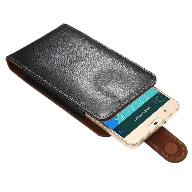 5.5 inch Litchi Texture Vertical Flip Upright Genuine Leather Case / Waist Bag with Rotatable Back Splint for Huawei P9 Plus & Honor 7i & Honor 6 Plus, Galaxy Note 3 & Note 2,
