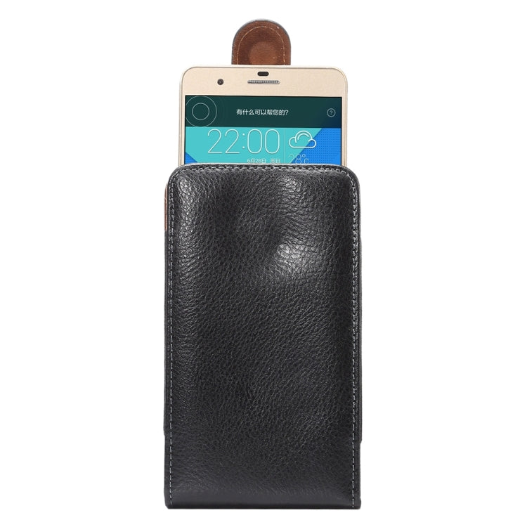 5.5 inch Litchi Texture Vertical Flip Upright Genuine Leather Case / Waist Bag with Rotatable Back Splint for Huawei P9 Plus & Honor 7i & Honor 6 Plus, Galaxy Note 3 & Note 2,