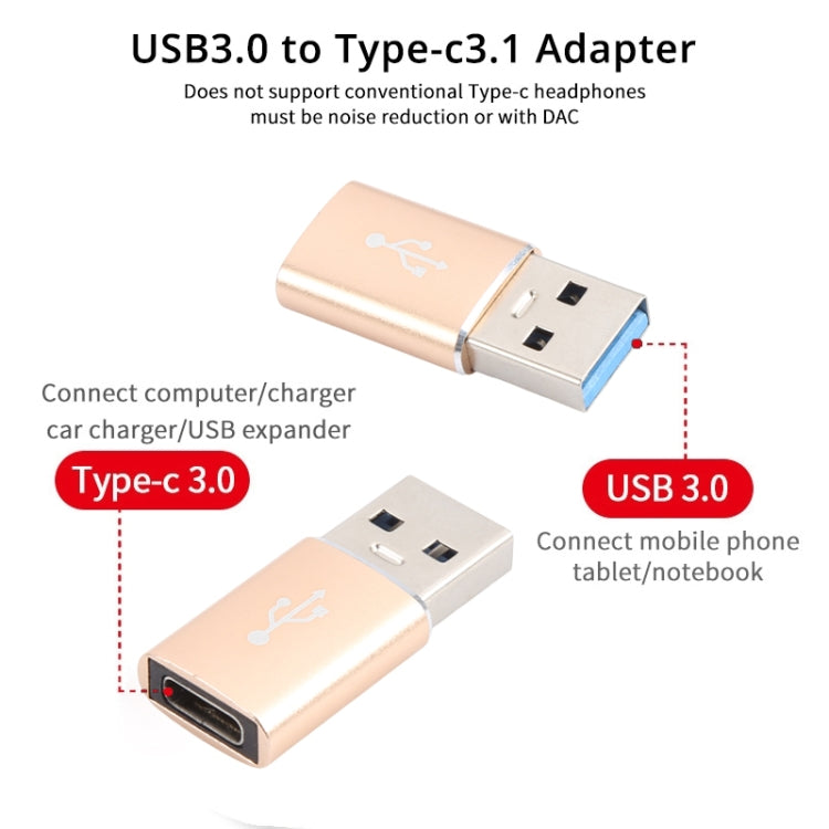 3 PCS USB-C / Type-C Female to USB 3.0 Male Aluminum Alloy Adapter, Support Charging & Transmission Data, USB 3.0