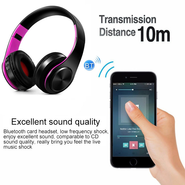 LPT660 Wireless Folding Sports Stereo Music Bluetooth Phones Earphones Support TF Card