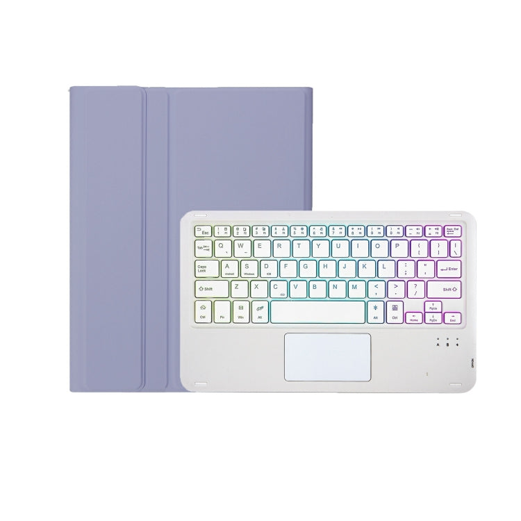 For iPad 11 2025 / 10th Gen 10.9 2022 A10B-AS Lambskin Texture Backlight Bluetooth Touch Keyboard Leather Tablet Case with Pen Slot, A10B-AS