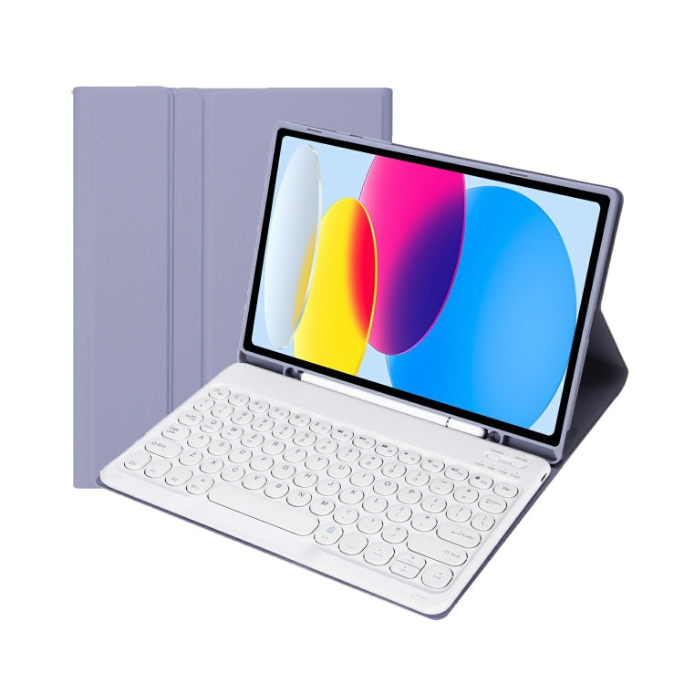 For iPad 11 2025 / 10th Gen 10.9 2022 YA10B Lambskin Texture Bluetooth Keyboard Leather Tablet Case with Pen Slot, YA10B