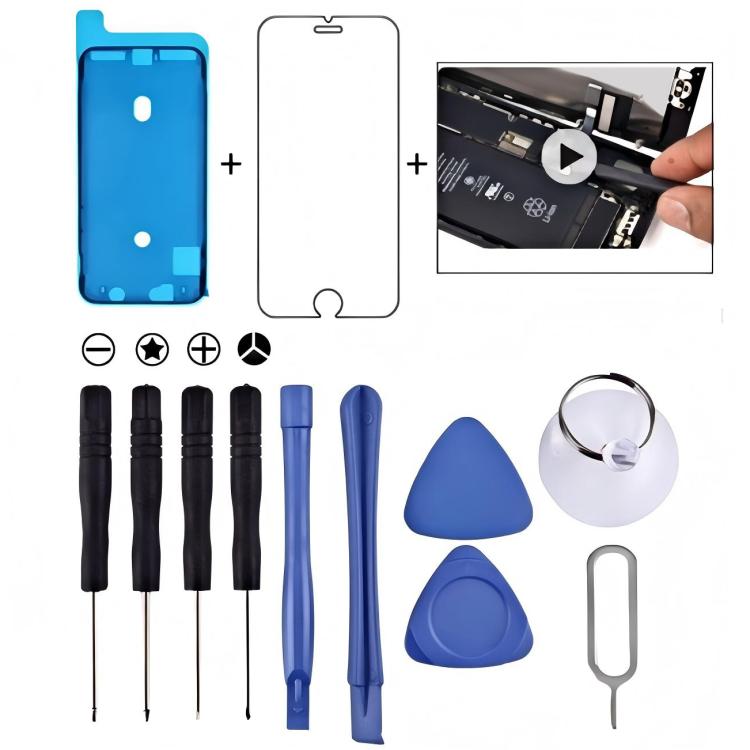 12 in 1 Repair Kits & Gifts (4 x Screwdriver + 2 x Teardown Rods + 2 x Triangle on Thick Slices + 1 x Eject Pin + 1 x Chuck + 1 x Waterproof Sticker + 1 x Tempered Glass), 12 in 1 Repair Kits & Gifts