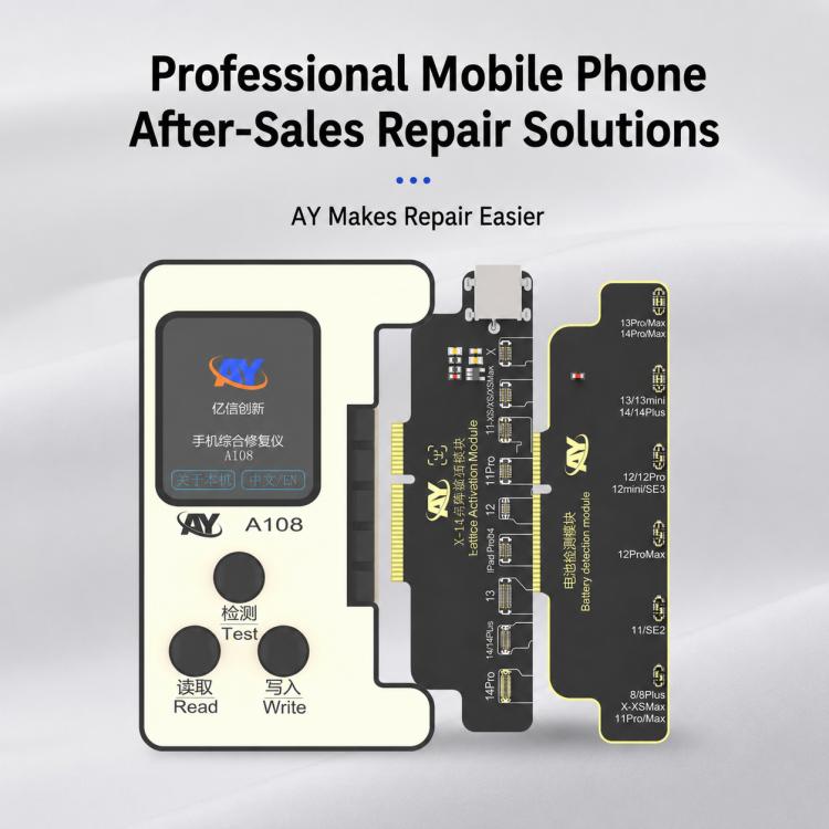 AY A108 Multi-function Dot Matrix Battery Repair Programmer for iPhone 8-14 Pro Max