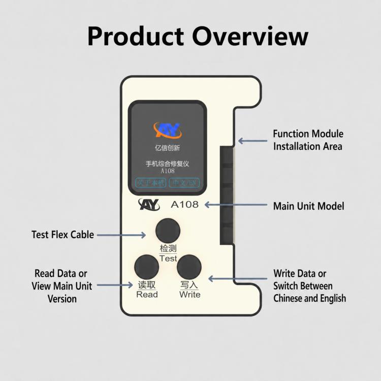 AY A108 Multi-function Dot Matrix Battery Repair Programmer for iPhone 8-14 Pro Max