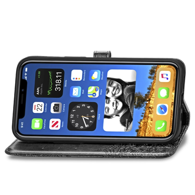 Mandala Flower Embossed Horizontal Flip Leather Case with Bracket / Card Slot / Wallet / Lanyard, For iPhone 12 Pro Max, For iPhone 12 / 12 Pro, For iPhone 12 mini