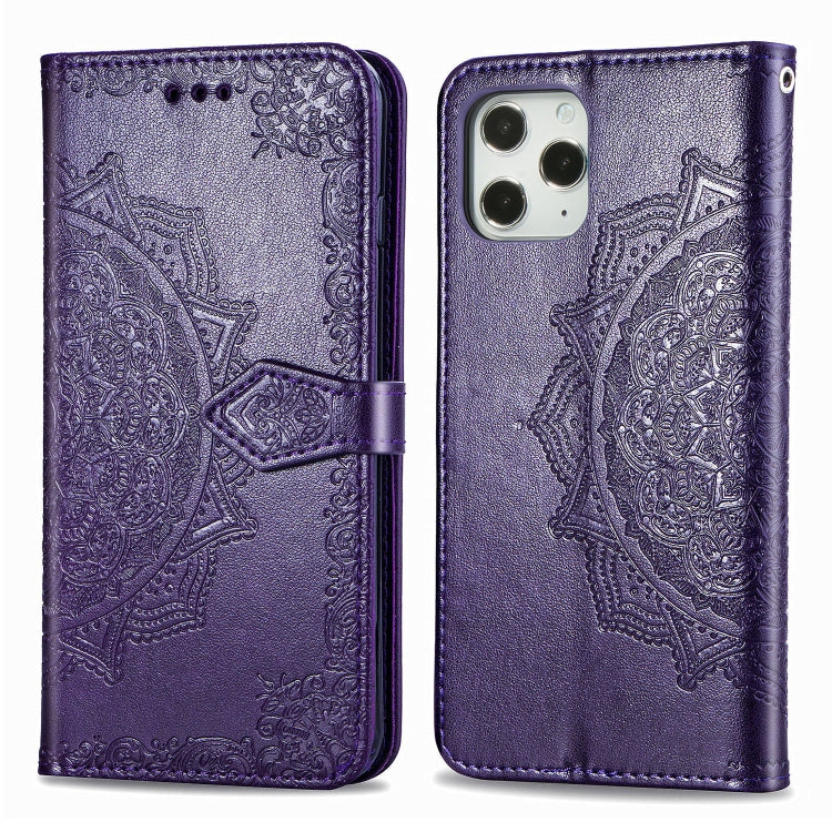 Mandala Flower Embossed Horizontal Flip Leather Case with Bracket / Card Slot / Wallet / Lanyard, For iPhone 12 Pro Max, For iPhone 12 / 12 Pro, For iPhone 12 mini