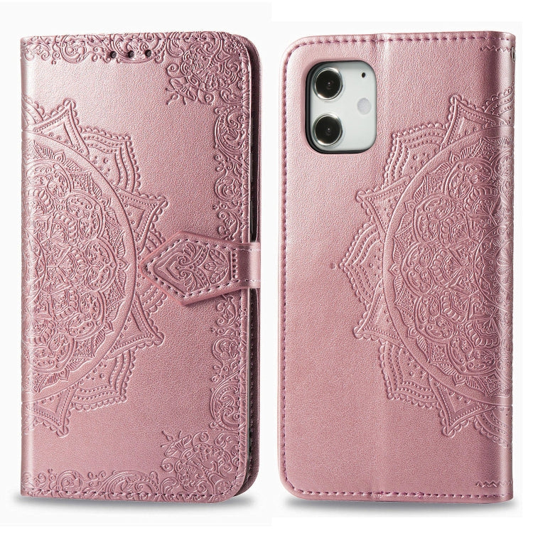Mandala Flower Embossed Horizontal Flip Leather Case with Bracket / Card Slot / Wallet / Lanyard, For iPhone 12 Pro Max, For iPhone 12 / 12 Pro, For iPhone 12 mini