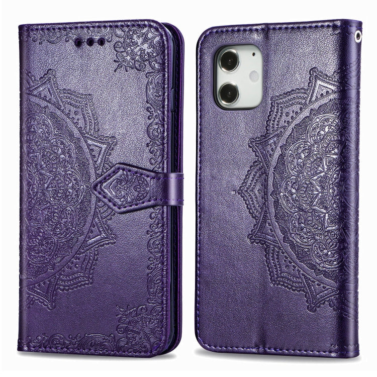 Mandala Flower Embossed Horizontal Flip Leather Case with Bracket / Card Slot / Wallet / Lanyard, For iPhone 12 Pro Max, For iPhone 12 / 12 Pro, For iPhone 12 mini
