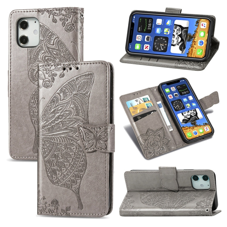 Butterfly Love Flower Embossed Horizontal Flip Leather Case with Bracket / Card Slot / Wallet / Lanyard, For iPhone 12 Pro Max, For iPhone 12 / 12 Pro 6.1 inch, For iPhone 12 mini