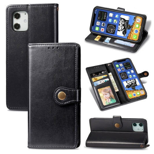 Retro Solid Color Leather Buckle Phone Case with Lanyard & Photo Frame & Card Slot & Wallet & Stand Function, For iPhone 12 Pro Max, For iPhone 12 / 12 Pro, For iPhone 12 mini