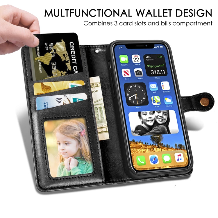 Retro Solid Color Leather Buckle Phone Case with Lanyard & Photo Frame & Card Slot & Wallet & Stand Function, For iPhone 12 Pro Max, For iPhone 12 / 12 Pro, For iPhone 12 mini