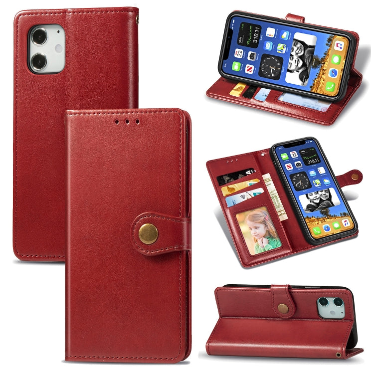 Retro Solid Color Leather Buckle Phone Case with Lanyard & Photo Frame & Card Slot & Wallet & Stand Function, For iPhone 12 Pro Max, For iPhone 12 / 12 Pro, For iPhone 12 mini