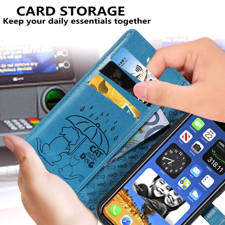 Cute Cat and Dog Embossed Horizontal Flip Leather Case with Holder & Card Slots & Wallet & Lanyard, For iPhone 12 Pro Max, For iPhone 12 / 12 Pro, For iPhone 12 mini