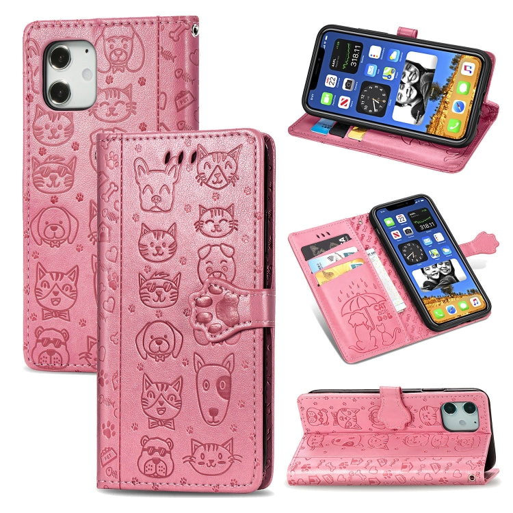Cute Cat and Dog Embossed Horizontal Flip Leather Case with Holder & Card Slots & Wallet & Lanyard, For iPhone 12 Pro Max, For iPhone 12 / 12 Pro, For iPhone 12 mini