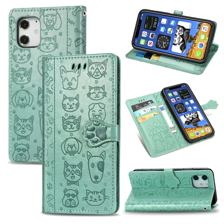 Cute Cat and Dog Embossed Horizontal Flip Leather Case with Holder & Card Slots & Wallet & Lanyard, For iPhone 12 Pro Max, For iPhone 12 / 12 Pro, For iPhone 12 mini