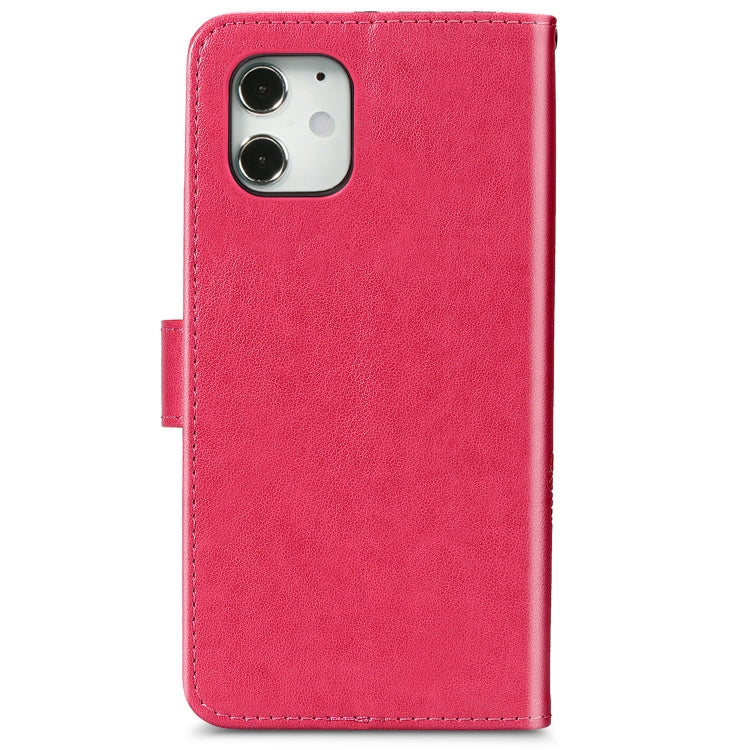 Four-leaf Clasp Embossed Buckle Mobile Phone Protection Leather Case with Lanyard & Card Slot & Wallet & Bracket Function, For iPhone 12 Pro Max, For iPhone 12 / 12 Pro, For iPhone 12 mini