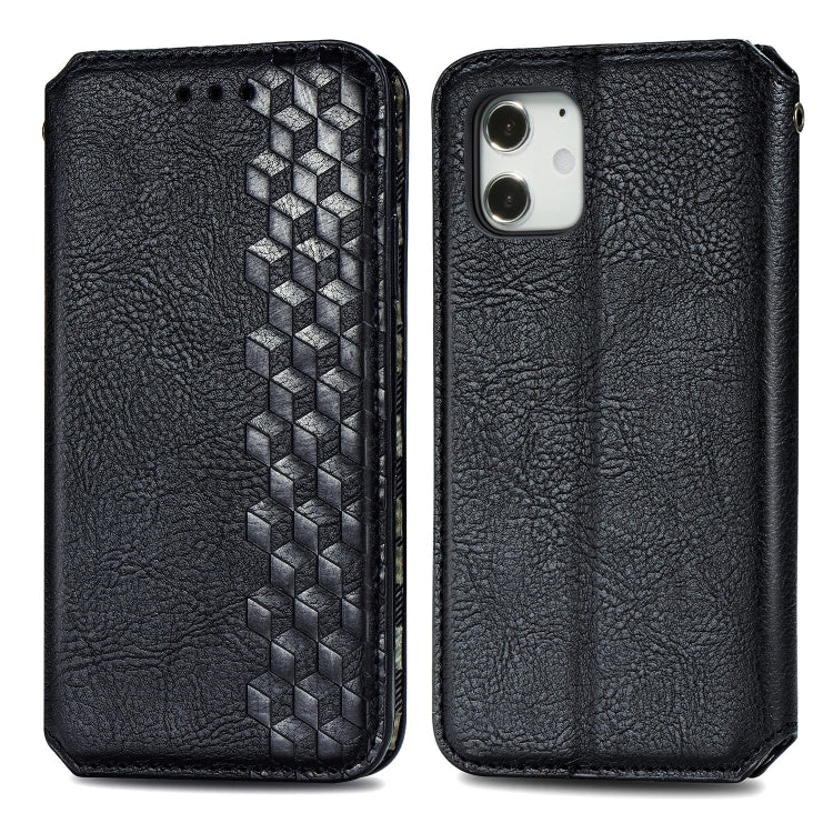 Cubic Grid Pressed Horizontal Flip Magnetic PU Leather Case with Holder & Card Slots & Wallet, For iPhone 12 Pro Max, For iPhone 12 mini