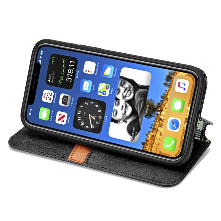 Cubic Grid Pressed Horizontal Flip Magnetic PU Leather Case with Holder & Card Slots & Wallet, For iPhone 12 Pro Max, For iPhone 12 mini
