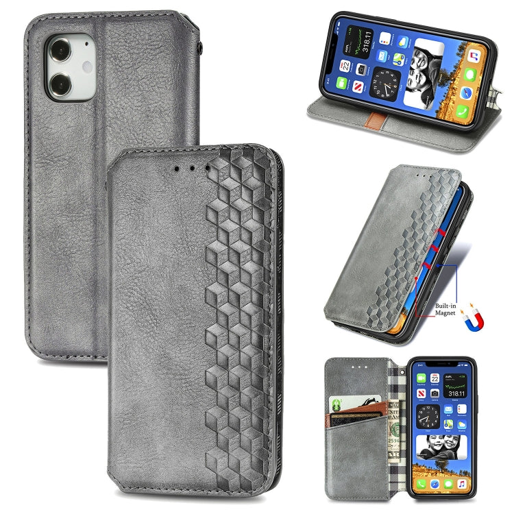 Cubic Grid Pressed Horizontal Flip Magnetic PU Leather Case with Holder & Card Slots & Wallet, For iPhone 12 Pro Max, For iPhone 12 mini
