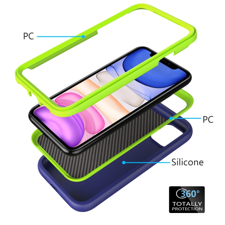 For iPhone 11 Wave Pattern 3 in 1 Silicone+PC Shockproof Protective Case