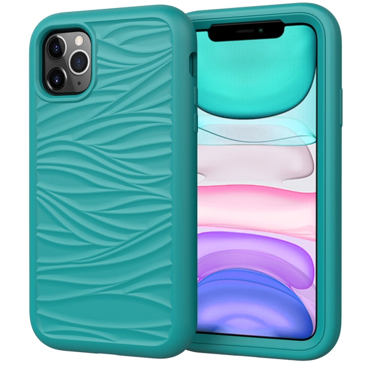 For iPhone 11 Wave Pattern 3 in 1 Silicone+PC Shockproof Protective Case