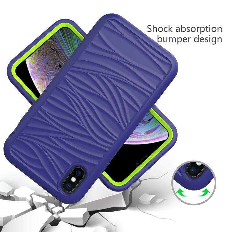 For iPhone X & XS Wave Pattern 3 in 1 Silicone+PC Shockproof Protective Case