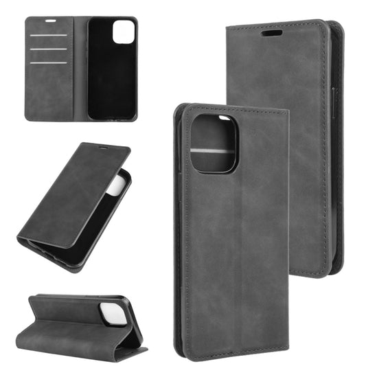 For iPhone 12 Pro Max Retro-skin Business Magnetic Suction Leather Case with Holder & Card Slots & Wallet, For iPhone 12 Pro Max