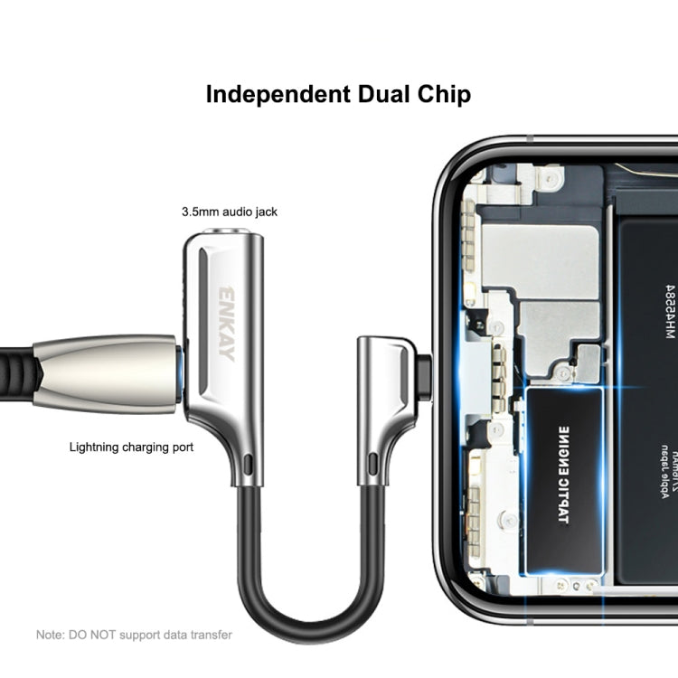 ENKAY ENK-AT103 8 Pin to 3.5mm Audio ＆ 8 Pin Charging Interfaces Converter Zinc Alloy Adapter, 3.5mm Audio ＆ 8 Pin Charging