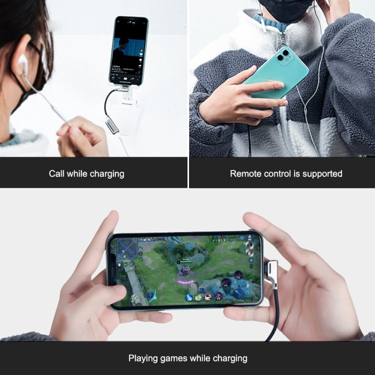 ENKAY ENK-AT103 8 Pin to 3.5mm Audio ＆ 8 Pin Charging Interfaces Converter Zinc Alloy Adapter, 3.5mm Audio ＆ 8 Pin Charging