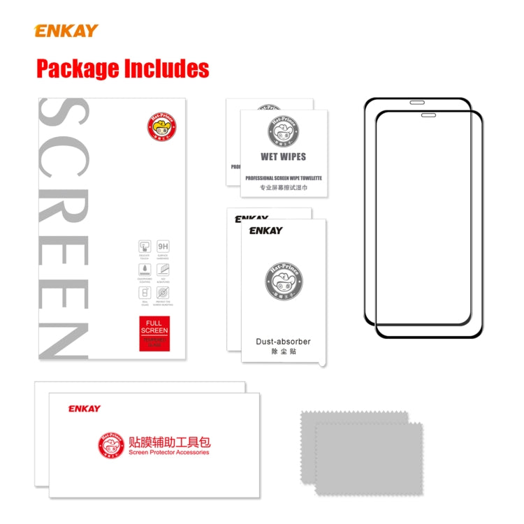2 PCS ENKAY Hat-Prince 0.26mm 9H 6D Curved Full Coverage Tempered Glass Protector, For iPhone 12 mini, For iPhone 12 / 12 Pro, For iPhone 12 Pro Max