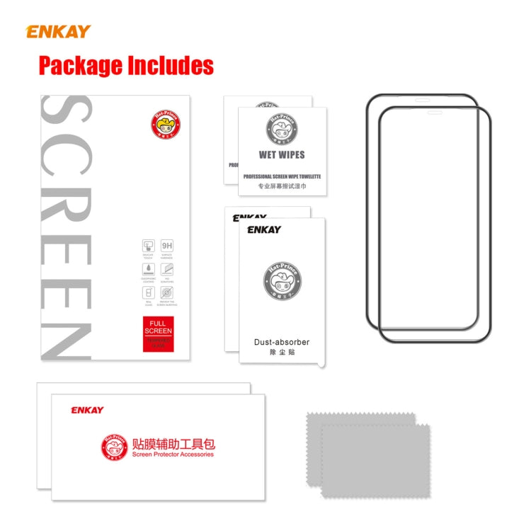 2 PCS ENKAY Hat-Prince Anti-drop Full Glue Tempered Glass Full Screen Film Anti-fall Protector, For iPhone 12 mini (2 PCS), For iPhone 12 / 12 Pro(2 PCS), For iPhone 12 Pro Max(2 PCS)