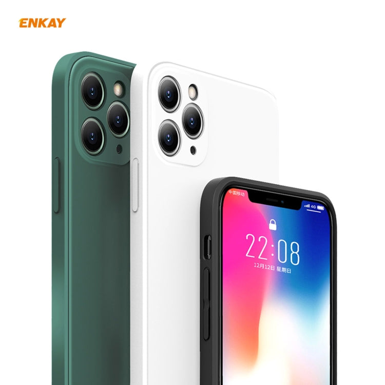 For iPhone 11 Pro Hat-Prince ENKAY ENK-PC0652 Liquid Silicone Straight Edge Shockproof Protective Case + 0.26mm 9H 2.5D Full Glue Full Coverage Tempered Glass Protector Film, For iPhone 11 Pro